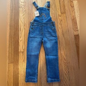 Mini Boden Denim Overalls with Rainbow Detail, size 4-5Y